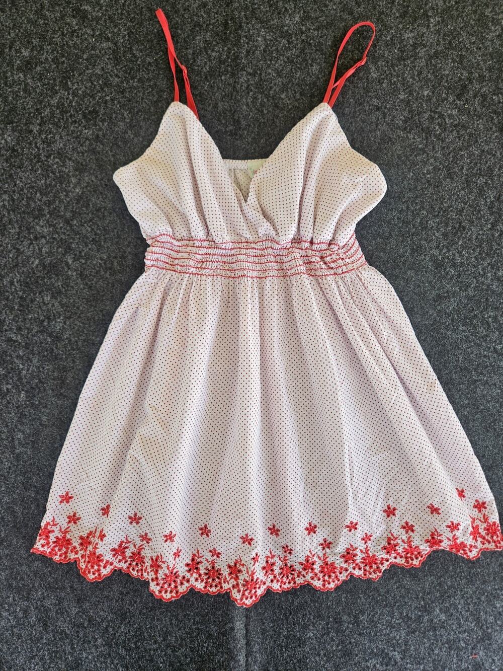 Check It Out Plus Babydoll Cami Top Womens Red White Polka Dot Smocked Eyelet